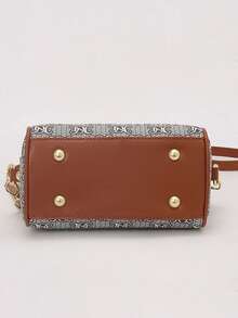 Dedoo New Solid Color Geometric Print PU Leather Vintage Fashion Versatile Women's Handbag Shoulder Bag - Multicolor - View 4