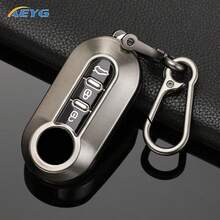 Casing Kunci Lipat Remote Mobil TPU Abu-abu Metalik untuk Fiat 500 Ducato Panda 500L Punto Lancia Musa Citroe Tas Gantungan Kunci Mewah - Fiat A - View 3