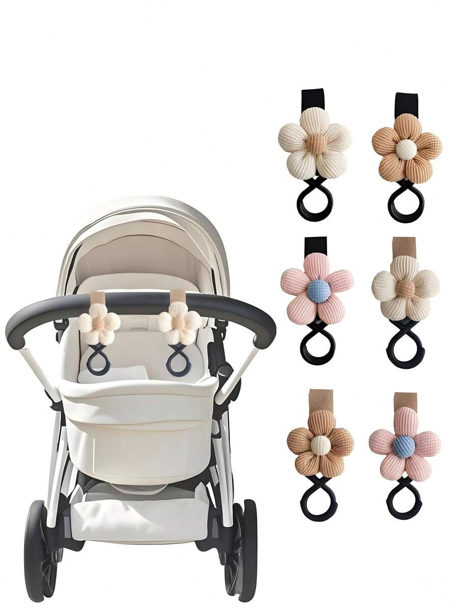 1pc/2pcs Stroller Hooks/Flower-Shaped Storage Hooks/For Bag Storage/Suitable For Daily Use And Outdoor Shopping/Newborn Essential/Travel Essential/Stroller Essential