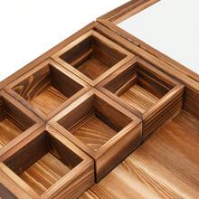 12-Compartment Countertop Wood Spice Box, Clear Acrylic Lid Portable Tea Seasoning Storage Organizer With Spoon For Home Restaurant - Brown - View 7
