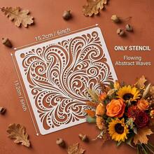 4pcs Reusable Art Pattern Stencil Set, 6 Inch Abstract Ocean Wave Rose Flower Vine Lace Pattern Painting Templates For Wall Canvas Fabric Floor Tiles Card Making, DIY Arts Crafts Home Wall Decoration Painting Supplies - Sets - View 6