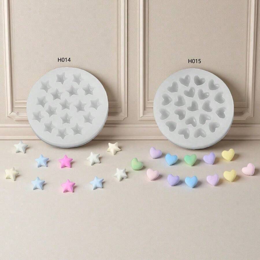 Mini 17-Cavity Star & Heart Shaped Silicone Mold, DIY Resin Epoxy Aromatherapy Candle Accessories, Home Decor Multi-Purpose Mold - Five-pointed Star Heart - View 1