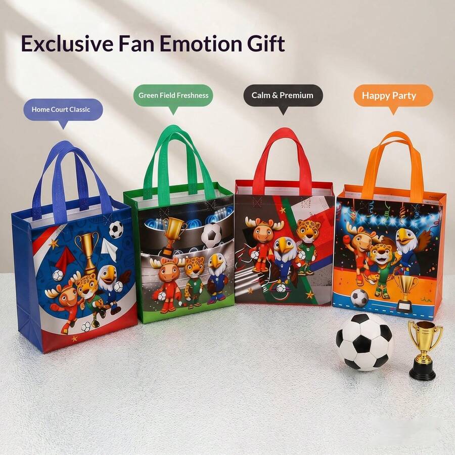 FIFA FIFA 2026 USA Canada Mexico World Cup Mascot Waterproof Non-Woven Tote Bag, Sports Fan Gift Bag, 4 Theme Color Options Party Favor Bag, Football Merchandise Storage Packaging Bag, Game Watching Souvenir Gift Wrap Bag - Multicolor - View 1