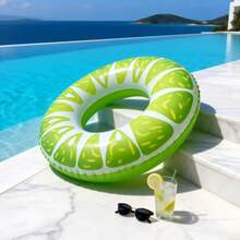 Adult Inflatable Swim Ring, Fruit Print Pool Float, Watermelon/Lemon/Lime/Orange/Kiwi/Dragon Fruit PVC Floating Ring - Lime Swimming Ring - View 9