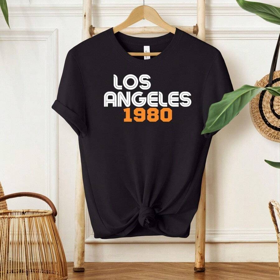 Los Angeles 1980 Unisex T-Shirt - 黑 - 查看 1