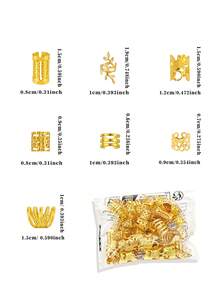 70 piezas de ligas para el cabello vintage bohemias con diseño de círculo hueco, accesorios para el cabello, adecuados para mujeres y niñas, accesorios para el cabello trenzado DIY, joyería, pinzas de garra - Dorado - Ver 6