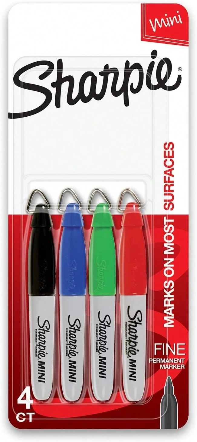 Sharpie Mini Permanent Markers, Fine Point, Assorted Colors, 4 Count - ColorA - 查看 1