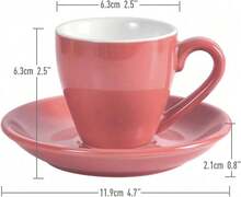 Pink Ceramic Coffee Cup Set, 80ML Miniature Coffee Cup, Minimalist White Iced Coffee Cup, Small Capacity Tea Cup, Universal Tea Cup Set For Home Office, Superior Texture, Durable And Easy To Clean. - Pink - View 6