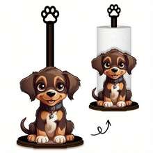 Soporte de madera con forma de perro lindo para toallas de papel de cocina, estante de tela de un solo nivel, soporte vertical para toallas de papel de cocina, estante de almacenamiento de toallas de papel para encimera, estante de toallas de escritorio, estante de almacenamiento para rollos de toallas de papel y envoltura de plástico - Multicolor - Ver 11