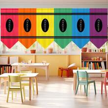 6pcs Colorful Crayon Triangular Flag Banner, Back To School Classroom Window Wall Hanging Curtain, Party Supplies, Wall Decor, Room Decor, Outdoor Decor, Classroom Decor, Vibrant Student Learning Space Home Window Decoration - A - View 1