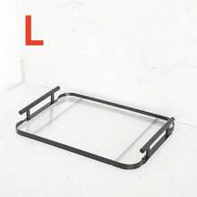 1pc, Acrylic Tray With Handles, Double-Ear High-End Home Tea Tray, Serving Tray, Commercial Restaurant Plate, Decorative Tray, Black Edge High Transparency Glacier Design, Suitable For Displaying And Storing Bread, Pastries, Fruits, Snacks, Desserts And Other Foods - Black - View 10