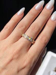 1件 總克拉重量 0.84CT 優雅奢華星軌道莫桑石戒指 925 純銀 適合婚禮、舞會及其他場合 - 星軌莫桑戒指 - 查看 4