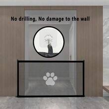 可調節無齒輪寵物安全門，可伸縮室內/室外狗貓隔離圍欄，PVC網布材質，安裝簡易，防止寵物逃脫，適用於樓梯安全，室內狗門 - A - 查看 5
