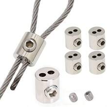 6pcs Adjustable Steel Wire Rope Clamp Set With Wrench, Wire Rope Lock Buckle Clip, Double Hole Cable Hanging Clamp, Fixing Device, Suspension Fixing Hardware Accessories For Outdoor - Multicolor - View 7