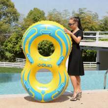 Double 8-Shaped Inflatable Swimming Ring Thickened Pool Float With Handles For Parent-Child & Couple - Multicolor - View 3