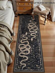 1 Pc Black Snake Runners For Hallways Indoor, Kitchen Runner Rug Non Skid Machine Washable Entryway Rug Runner Ultra Soft Boho Carpet Runner For Hallway Kitchen Bedside Entryway - Black - View 4