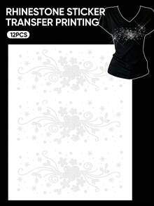 12PCS Jasmine Flower Rhinestone Iron-On Patch Iridescent Lace Applique For DIY Clothing, Jackets, Dresses & Gymnastics Wear - SG-125 - View 2