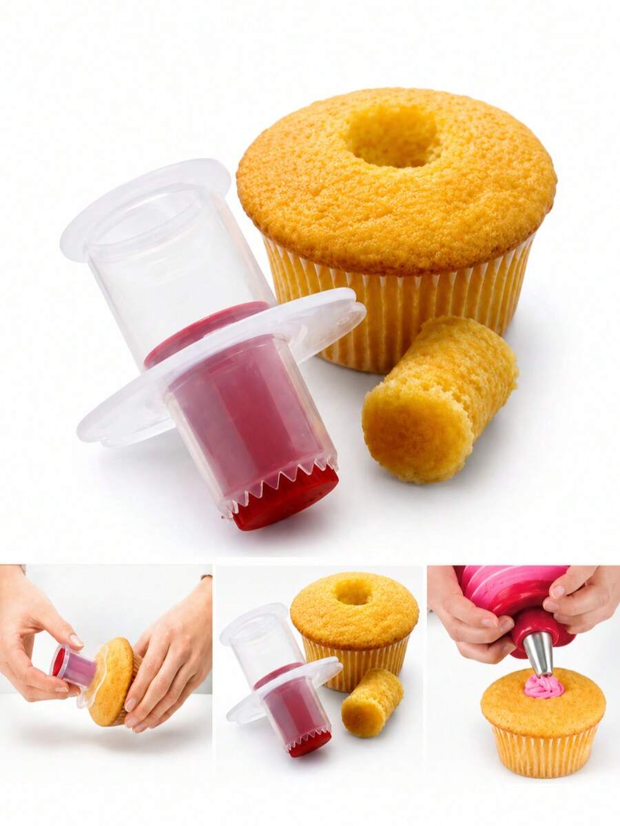 1個杯子蛋糕挖孔器、糕點中空器、蛋糕打孔工具、蛋糕裝飾模具、鬆餅蛋糕填料工具、家用廚房糕點分切器、廚房迷你杯子蛋糕挖孔器、糕點填料工具 DIY 烘焙熔岩蛋糕填料工具、烘焙工具、廚房工具，非常適合麵包、蛋糕、披薩 - 查看 1