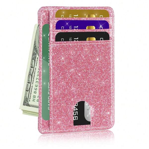 Fashion Shiny PU Leather Women Credit Card Holder RFID Blocking Slim ID Card Case Girls Wallet Purse