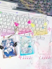 1pc Ins Cute Star Gradient Wings Acrylic Card Holder 3-Inch ID Photo Sleeve Pendant For Student Celebrity Fan Collectible Cards - Wing - View 4