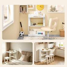 SoBuy Home Office Folding Table Desk Computer Desk Workstation With 3 Shelves White W64 X D58 X H82cm FWT92-W - trắng - View 6