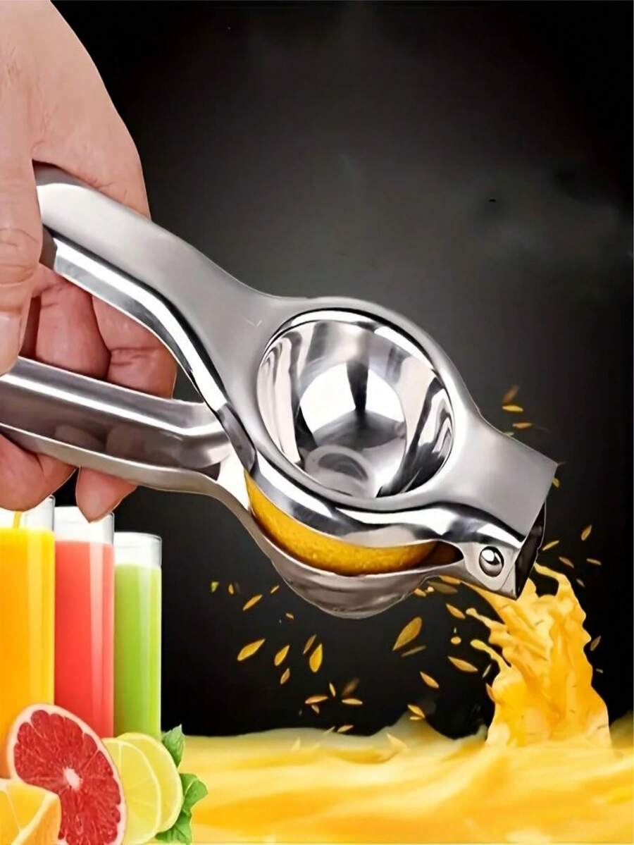 1 pieza Exprimidor manual de acero inoxidable, exprimidor multifuncional de limón plateado, apto para naranja, limón, granada