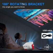 Proyector Mini M60 1080P Compatible con Interfaz USB/Type-C, Proyector de Cine en Casa Portátil con WiFi 2.4G, Tamaño de Proyección 20-100 Pulgadas - Interfaz USB roja y blanca - Ver 5