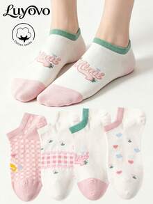 5 Pairs Of Women's Cotton Short Socks, Spring And Summer Socks, Breathable, Suitable For Various Festivals, Leisure And Daily Wear, Random Colors - Multicolor - View 2