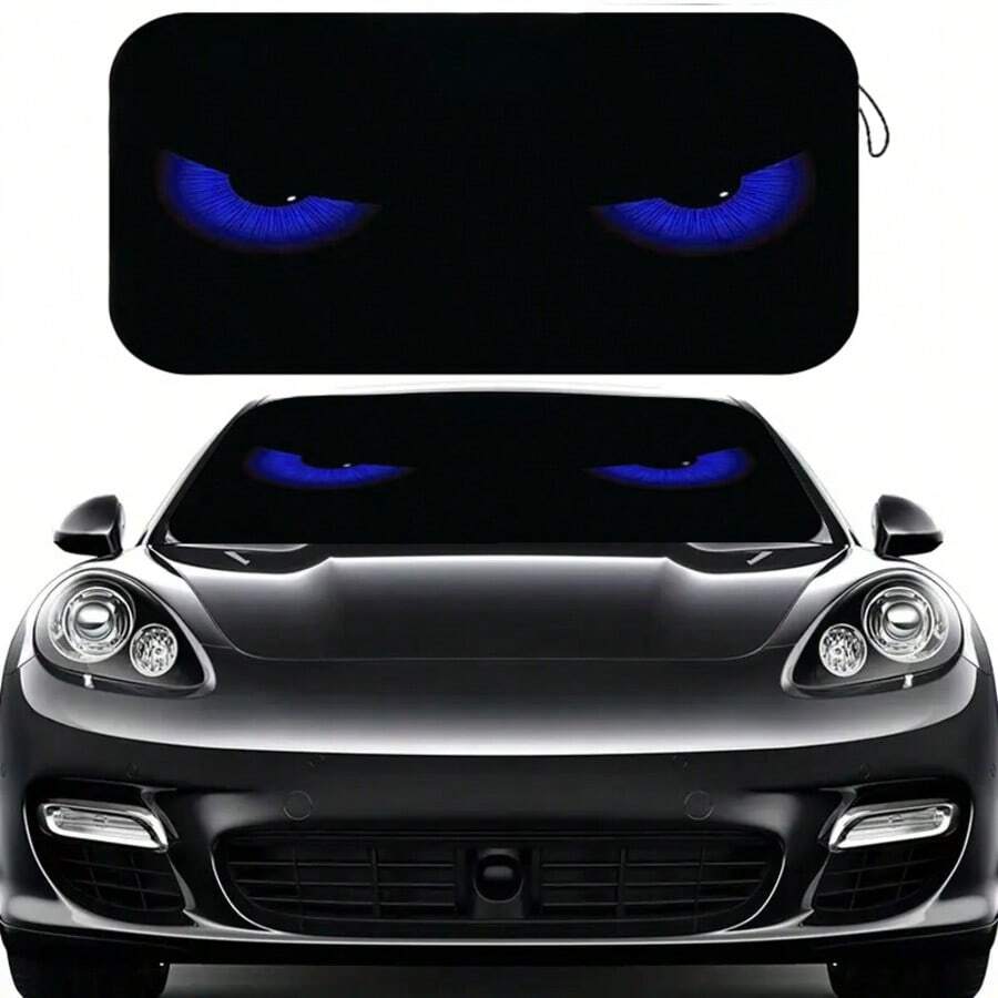 1 buah Pelindung Matahari Mobil Cool Blue Eye, Pelindung Matahari Modis untuk Wanita, Terbuat dari Serat Poliester, Cocok untuk Berbagai Model Kaca Depan Mobil, Dengan Fungsi Isolasi Panas dan Perlindungan Privasi, Menjaga Mobil Anda Tetap Sejuk, Dapat Dilipat untuk Penyimpanan Mudah
