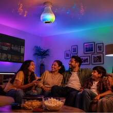Foco LED RGB con Bocina Bluetooth E27, Luz Multicolor con Control Remoto para Hogar y Fiesta - RGB - Ver 10