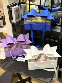 1Pc Wedding/Birthday Gift Box, Oversized Packaging Box, Bow Decor Gift Packaging Box, Large Gift Box With Big Bow Lid For Wedding Engagement Occasions, Mother's Day, Birthday Party - Multicolor - View 2