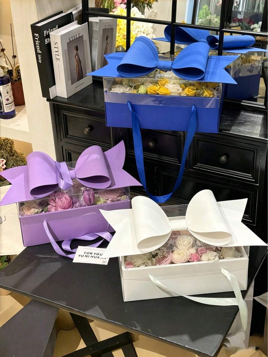 1Pc Wedding/Birthday Gift Box, Oversized Packaging Box, Bow Decor Gift Packaging Box, Large Gift Box With Big Bow Lid For Wedding Engagement Occasions, Mother's Day, Birthday Party