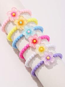 6pcs/Set Girls Cute Flower Beaded Bracelet Set, Suitable For School, Daily Wear And Festival - Multicolor - View 10