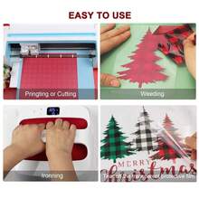 11pcs Christmas Heat Transfer Vinyl Set - Holiday Buffalo Plaid & Holographic Snowflake Heat Transfer Vinyl, 12x10 Inch Multi-Color Iron-On Transfer Film - Christmas - View 6