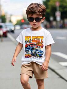 3pcs Young Boy Cartoon Print Short Sleeve Set - Multicolor - View 1