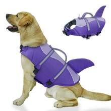 Shark Dog Life Jacket, High Buoyancy Swimming Pet Vest With Handle, Suitable For Small And Medium Dogs - Purple - View 5