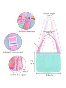 1pc Mesh Beach Bag Shell Storage Pouch, 20cmx24cm Beach Shell, Beach Play Wearable Storage Bag (Small Size) - Multicolor - View 4