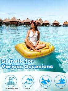 Summer Vacation Cute Cartoon Fruit Theme Adult Inflatable Pool Lounger With Side Armrests, Thickened Leak-Proof PVC Foldable Portable Water Floating Device, Suitable For Beach, Swimming Pool And Vacation Leisure Areas - Multicolor - View 9