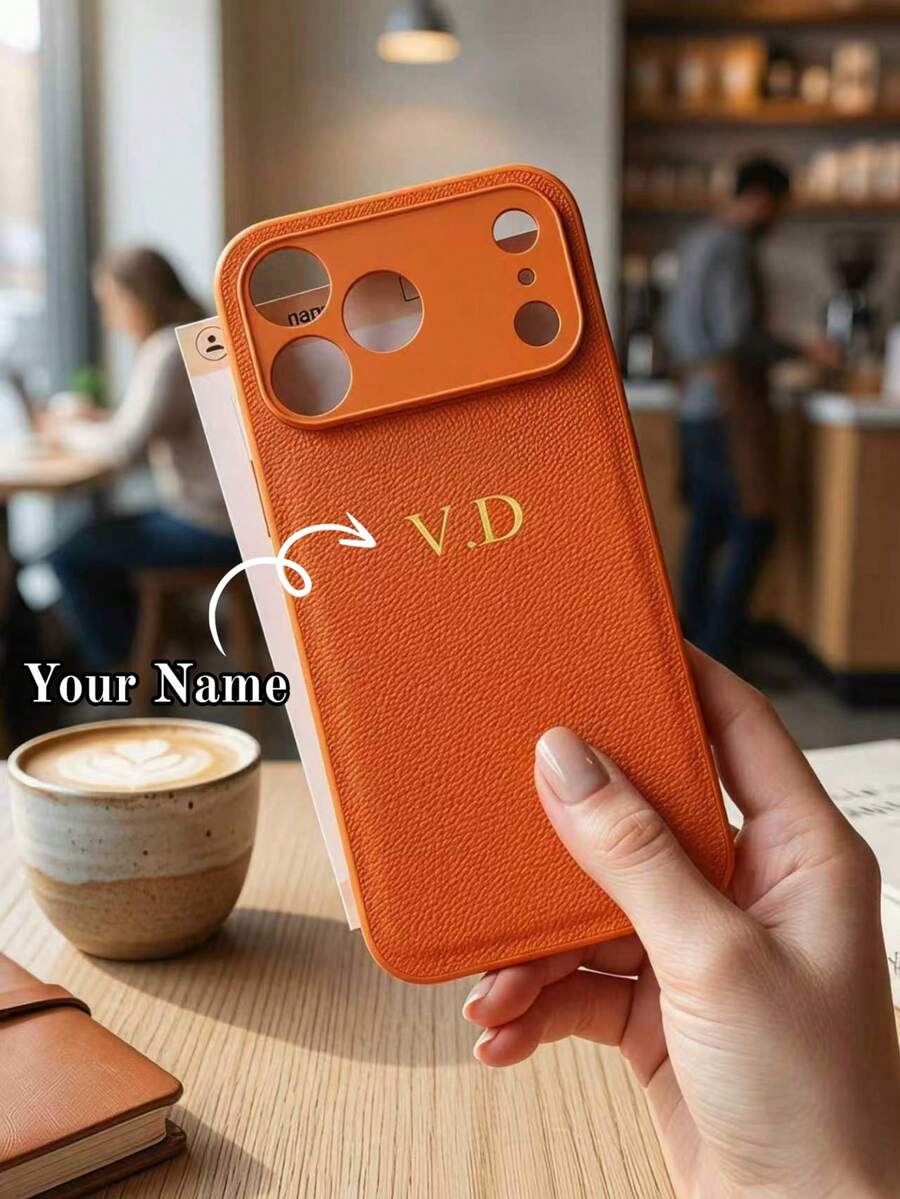 個性化客製化字母姓名手機殼，適用於 iPhone 17 16 15 14 13 Pro Max Plus Air，3D 壓紋奢華荔枝紋 PU 皮革保護殼，理想禮物