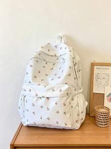 6pcs/1pc Soft Fabric Backpack Set, Macaron Color Floral Forest Fresh Style Soft Girl Backpack, Lightweight Casual Daily Use Bag, Suitable For Teenage Girls And Women, Multi-Functional School Bag, Applicable For Campus Daily Commute, Spring/Summer/Autumn Travel - Multiple Styles - View 9