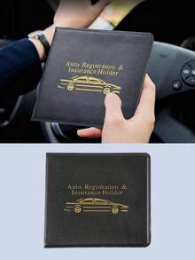 Black Durable PU Car Registration And Insurance Card Holder With Golden Car Pattern, Multi-Slot Design Suitable For Driver's License, Vehicle Documents And Motorcycle Papers, Fashionable Accessory - Card Holder Wallet - View 11