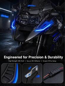 GLANBERT 2pcs Motorcycle Sport Bike Front Wing 12V LED Light Modification Accessories, Equipped With Lightweight Wind Blade Electric Vehicle, Suitable For Cruiser And Electric Bike Universal Aerodynamic Windproof Upgrade Kit, Fashion Design - Wind Vane - View 7