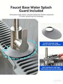 Kitchen Faucet Splash Guard Silicone Mat, Sink Countertop Anti-Stain Draining Mat, Anti-Water Accumulation Design, Easy To Clean, Suitable For Cleaning Tools, Dispenser Bottles, Bottles, Cups - View 7