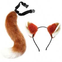 Ensemble de costume de renard orange, fourrure de renard synthétique épaisse, douce et lisse, convient pour le cosplay, les soirées en boîte de nuit, les séances photo à thème, les costumes d'Halloween, les cadeaux créatifs, accessoire décoratif amusant qui améliore l'ambiance - Multicolore - Voir 6