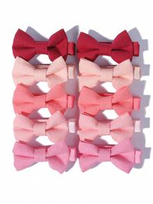 10pcs Solid Color Embroidered Bow Hair Clips, Spring/Summer Travel & Daily Outfit Accessories - Mixed color - View 11