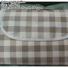 150*200/200*200CM Large Foldable Portable Odorless High-Density Soft Fabric Picnic Mat, Ins Style Coffee Plaid Rectangular, With Carrying Storage Bag, Waterproof Dustproof Grass Carpet, Suitable For Spring/Summer Park Camping Beach Yard Picnic Travel Party - Single Piece - View 9