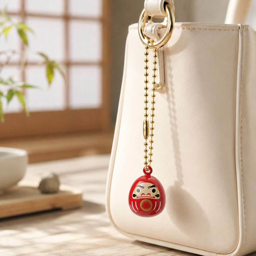 Japanese Style Daruma Water Koto Bell Pendant, Lucky Charm For Wealth And Fortune, Bag Charm, Keychain, Phone Strap, Backpack Accessory, USB Drive Pendant, Healing Japanese Style Gift, Lucky Small Bell Decoration - Multicolor - View 1
