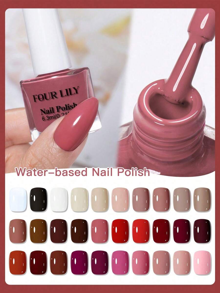 FOUR LILY 6.3ml Kuteks Kuku Berbasis Air yang Dapat Dikupas, Tanpa Perlu Dipanggang, Cepat Kering, Tahan Lama, Cocok untuk Salon, DIY, dan Penggunaan di Rumah, Tersedia Berbagai Warna - MultiWarna - View 1