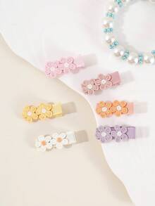 12pcs/Set Baby Girl Dopamine Style Cute Flower & Heart Hair Clips, Non-Damaging, Suitable For Holidays And Daily Use Y2 - 彩色 - 查看 4