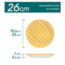 vancasso Multicolor Porcelain Plate, 6-Piece Ceramic Dinnerware, Poreclain Dinner Plate, Round, Sevice For 6, 26cm - Multicolor - View 2